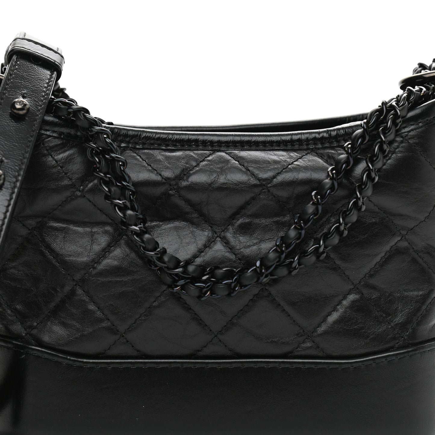 Aged Calfskin Quilted Small Gabrielle Hobo So Black