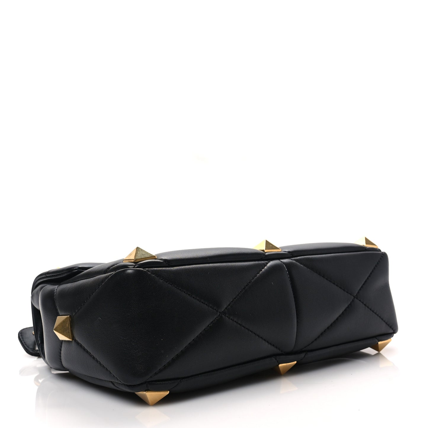 Nappa Large Roman Stud Shoulder Bag Black