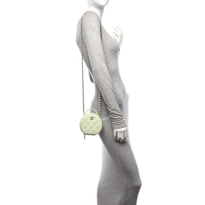 Chanel Caviar Quilted Round Handle With Care Vanity With Chain Light Green 3 of 12
