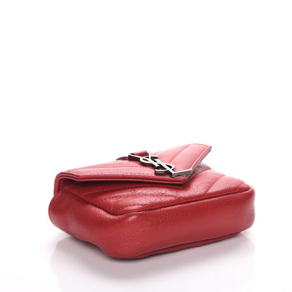 Saint Laurent Sheepskin Matelasse Chevron Monogram Mini College Bag New Red 4 of 7