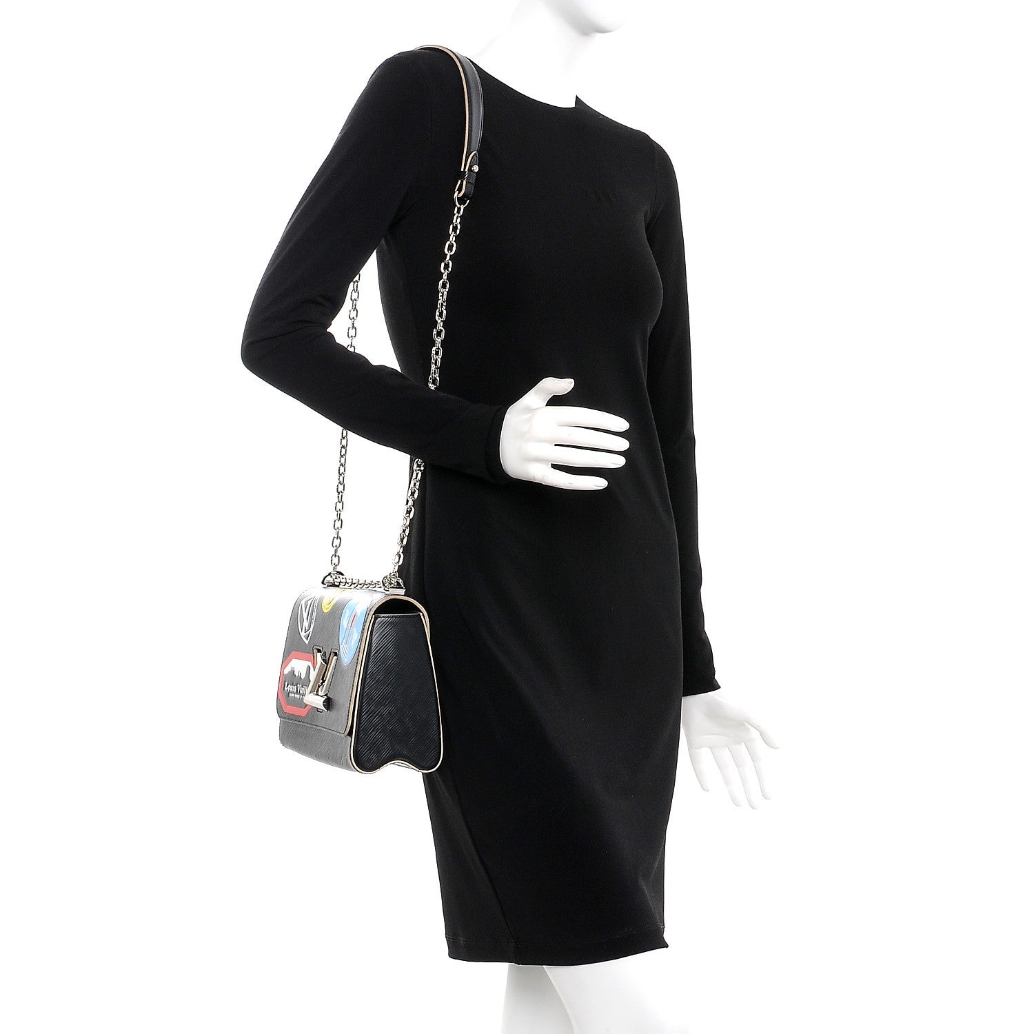 Louis Vuitton Epi World Tour Twist Shoulder Bag MM Black 2 of 9