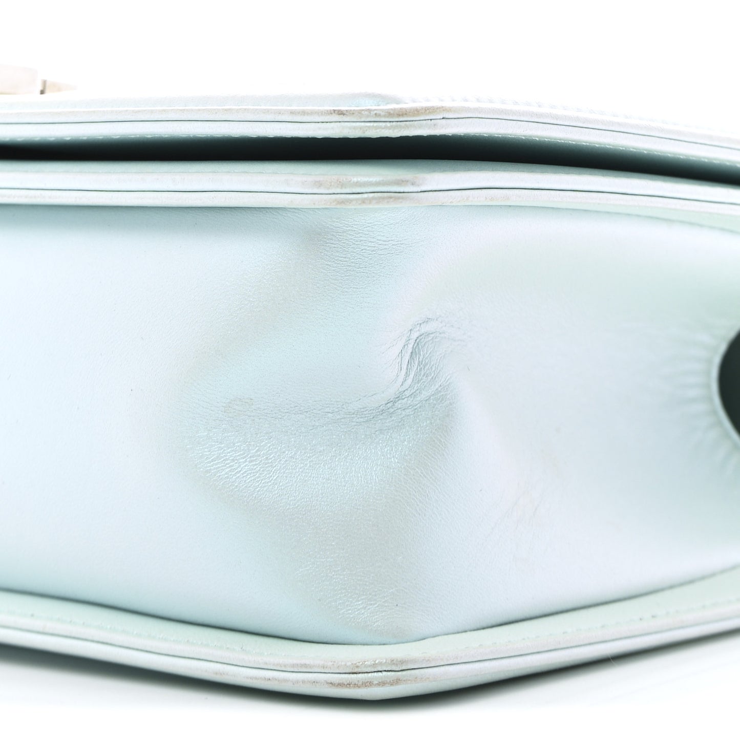 Iridescent Lambskin Chevron Quilted Medium Boy Flap Turquoise