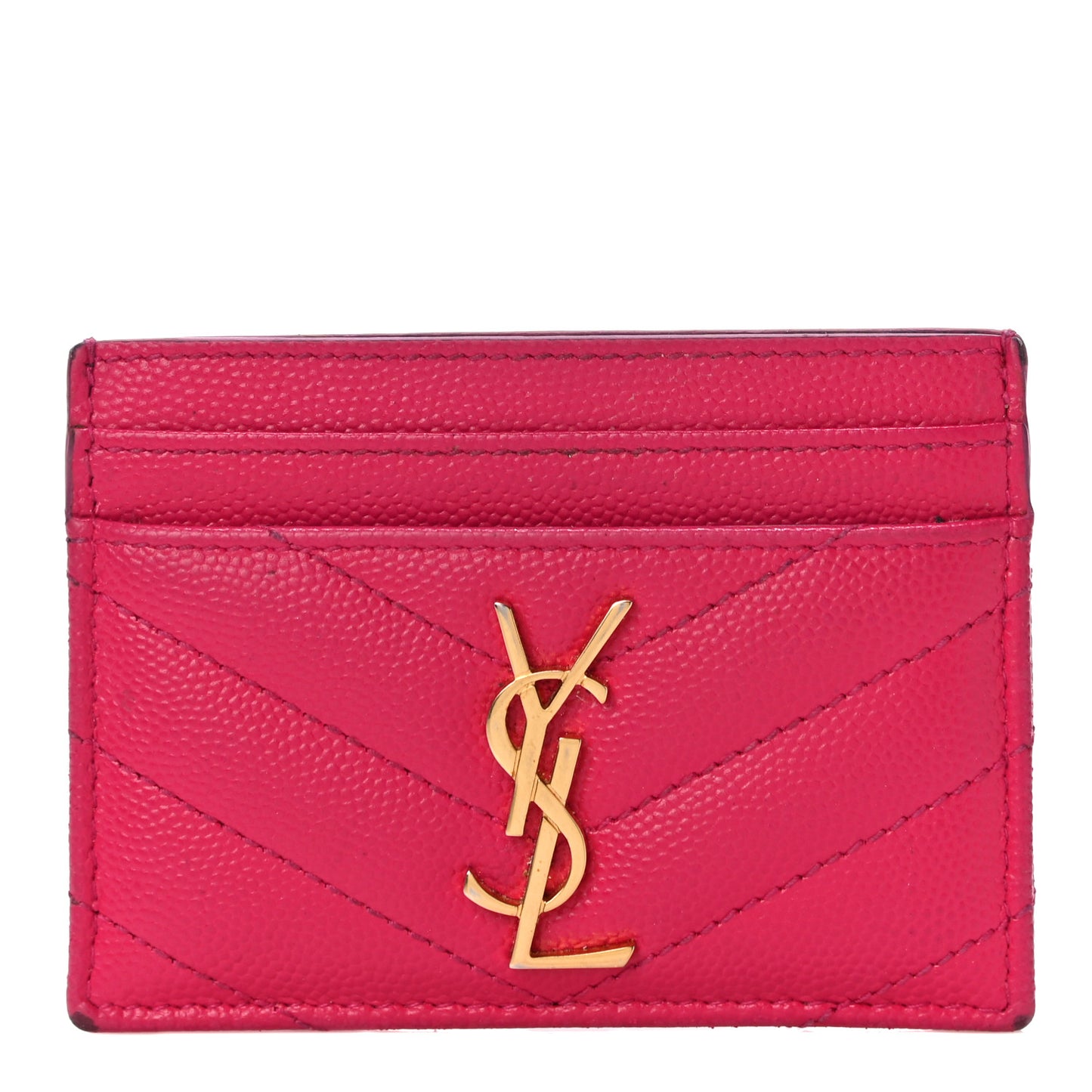 Grain De Poudre Matelasse Chevron Monogram Credit Card Case Bubblegum
