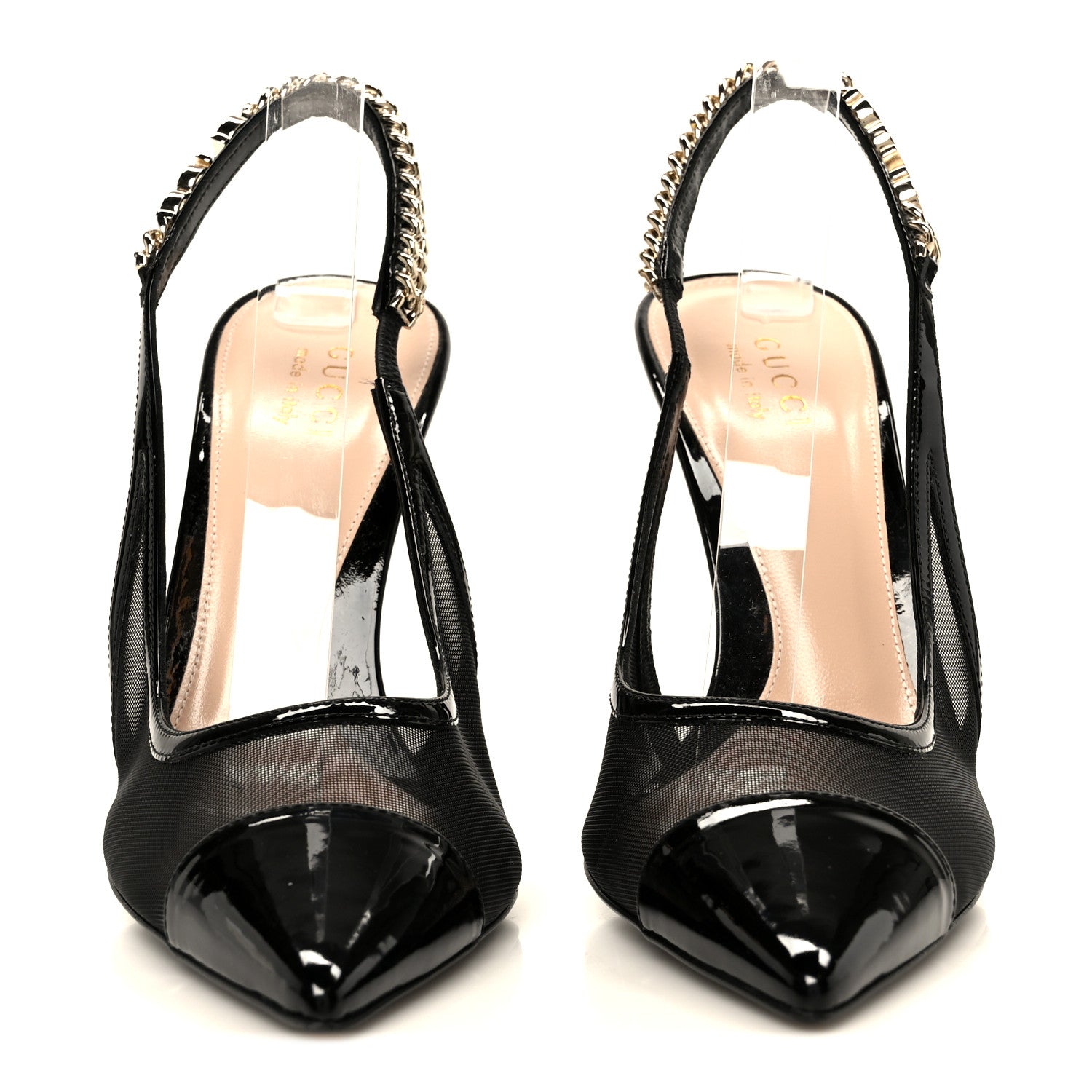 Gucci Tela Retino Patent Signoria 105mm Slingback Pumps 40 Black 3 of 9