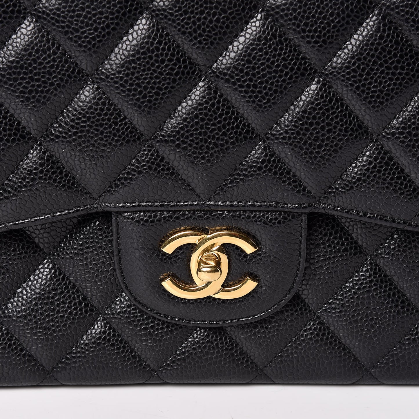 Caviar Quilted Jumbo Double Flap Black