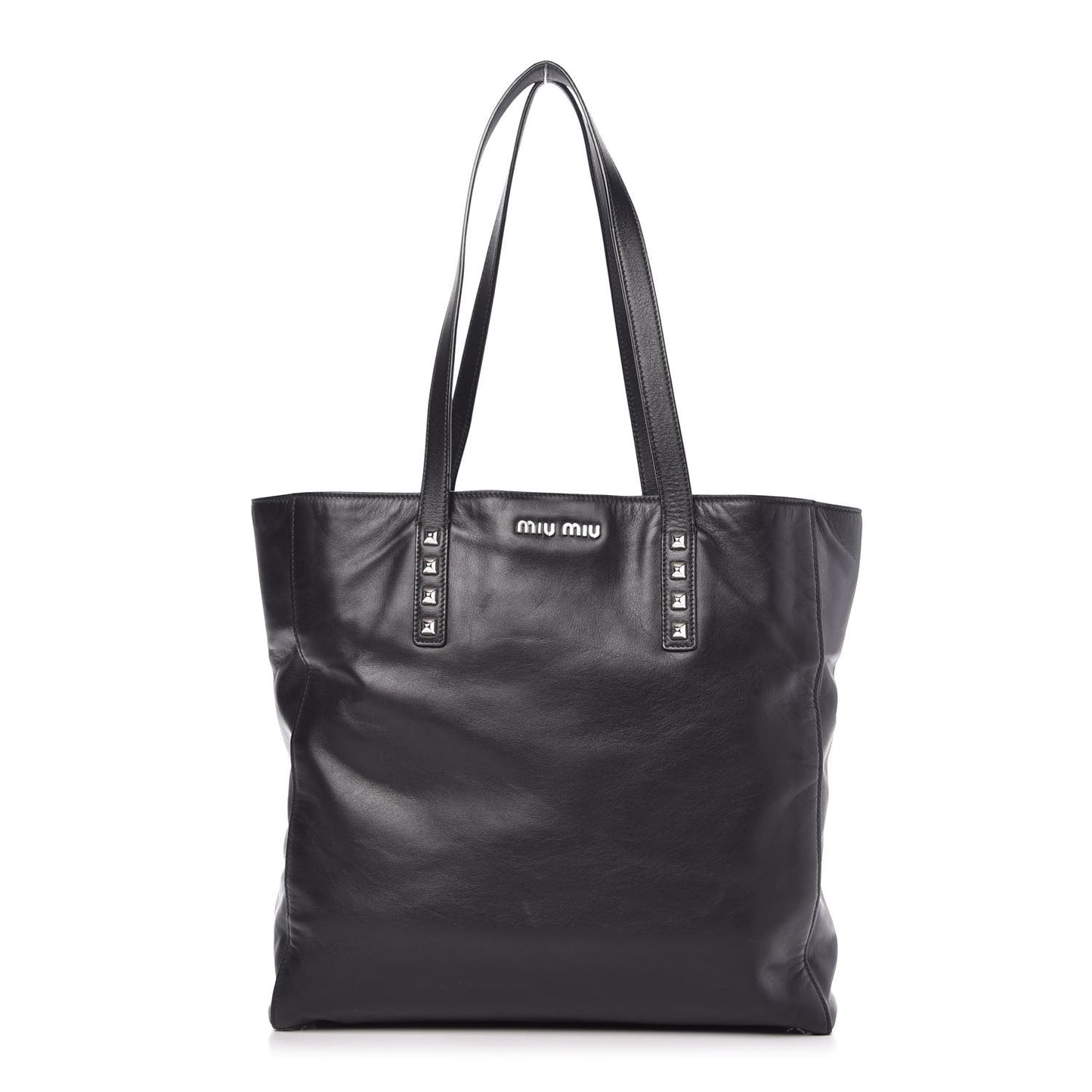 Soft Calf Studded Shopping Tote Black
