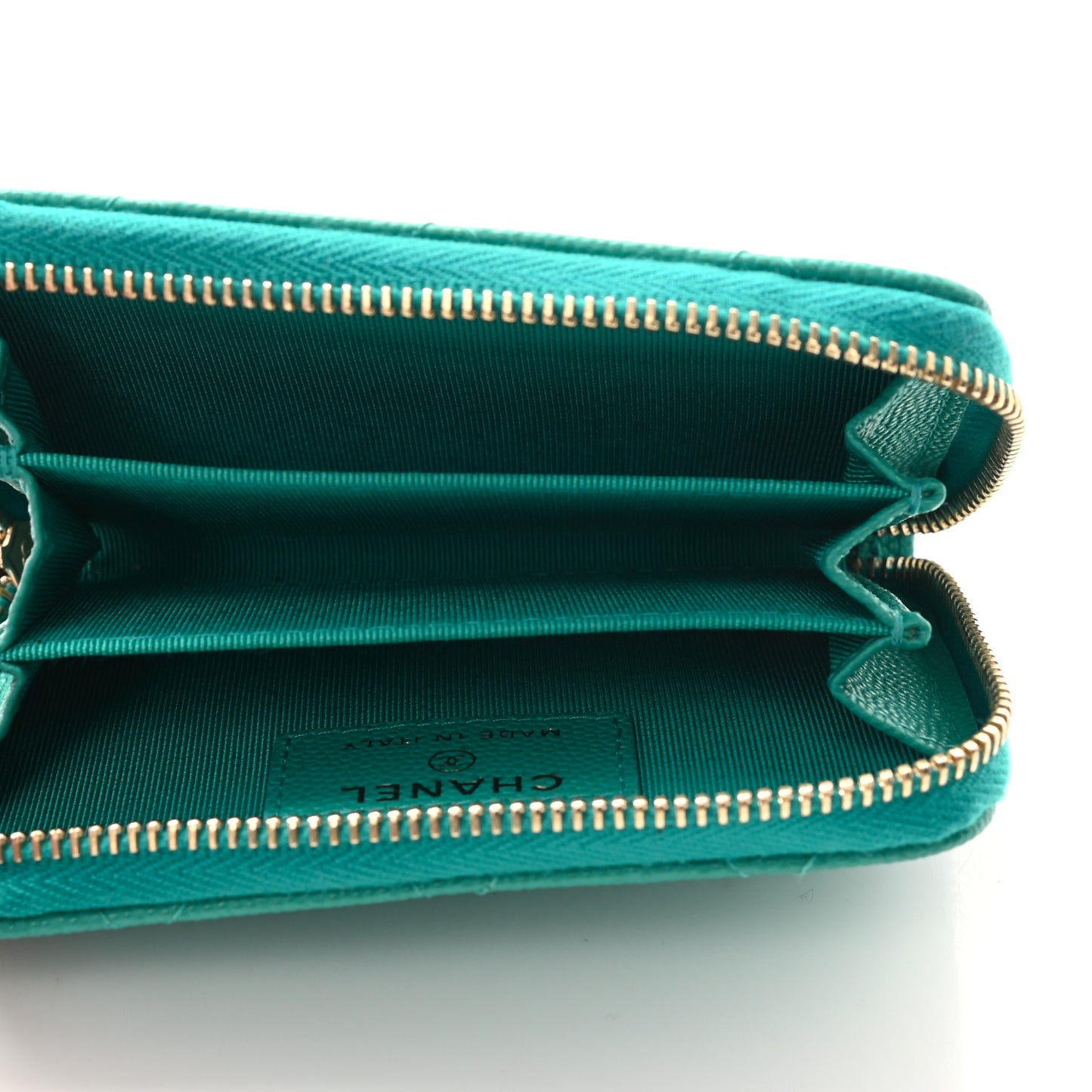 Caviar Quilted Zip Coin Purse Turquoise