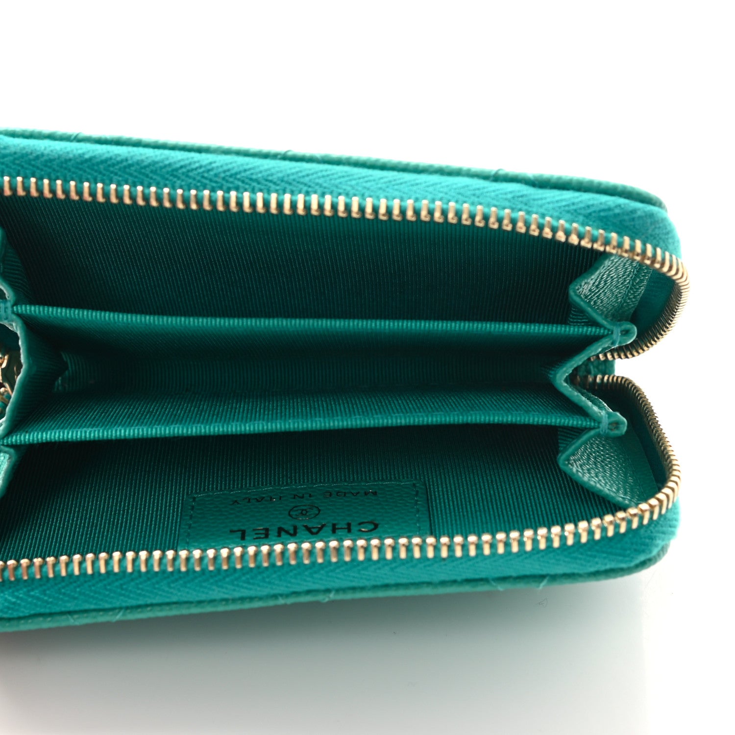 Chanel Caviar Quilted Zip Coin Purse Turquoise 5 of 9