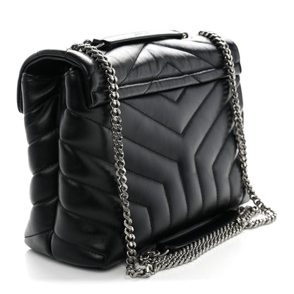 Saint Laurent Calfskin Y Quilted Monogram Small Loulou Chain Satchel Black 3 of 11