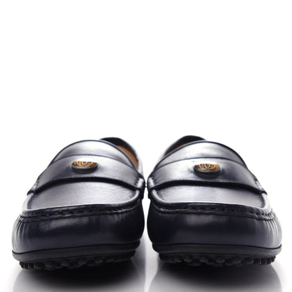 Gucci Nappa Mens GG Driver Loafers 7 Blue 2 of 13