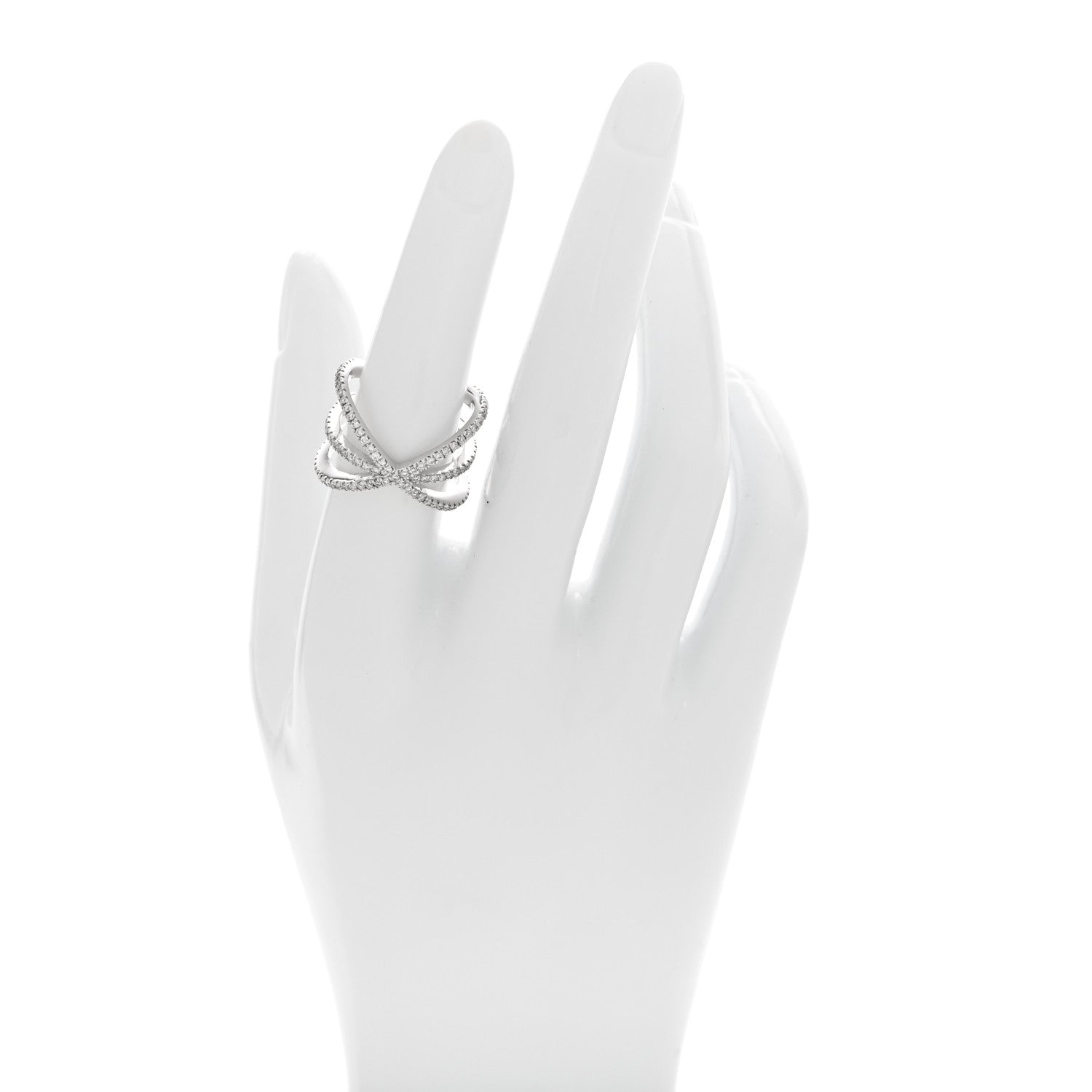 Roberto Coin 18K White Gold Diamond Double Crisscross Ring 53 6.5 2 of 4