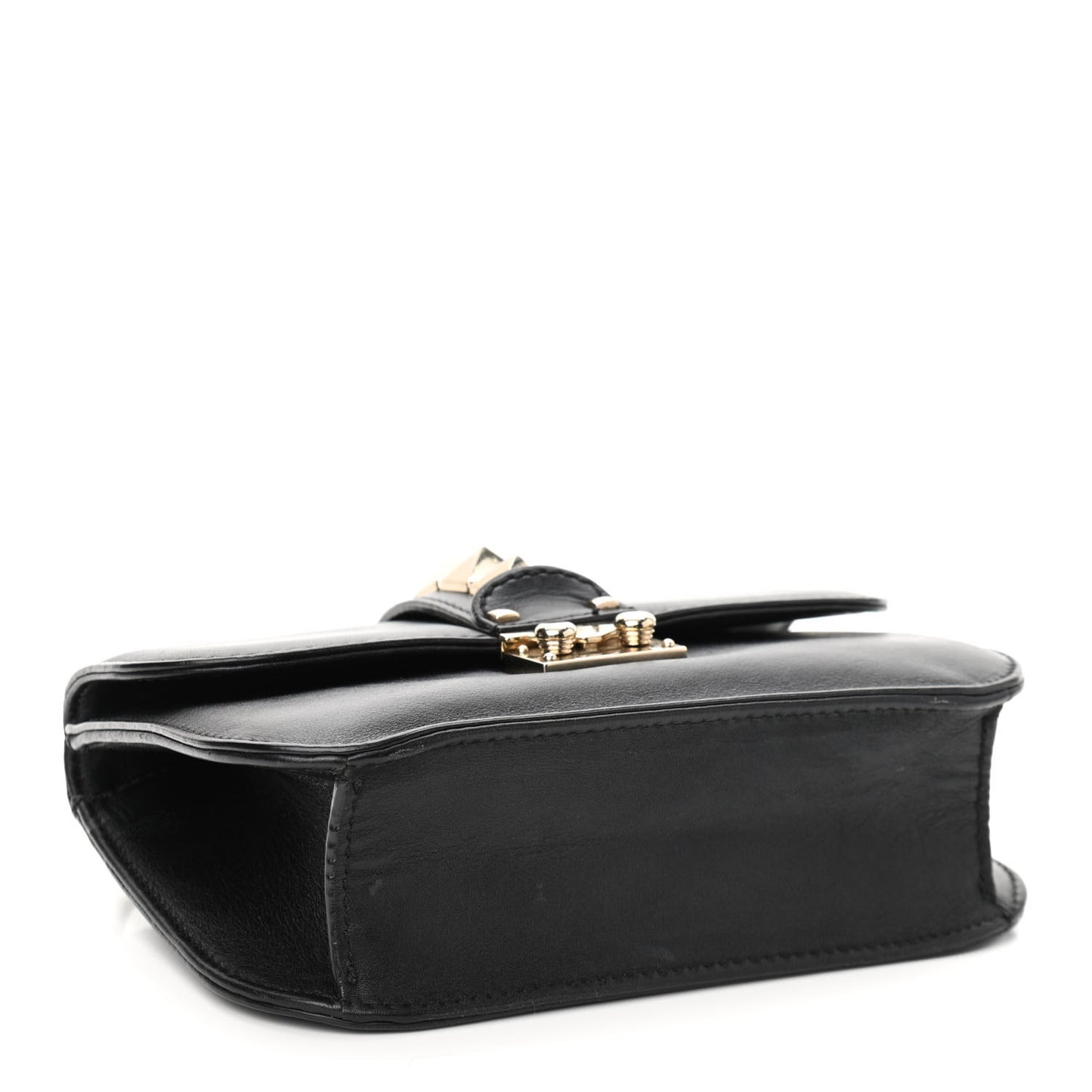 Vitello Small Glam Lock Rockstud Flap Black