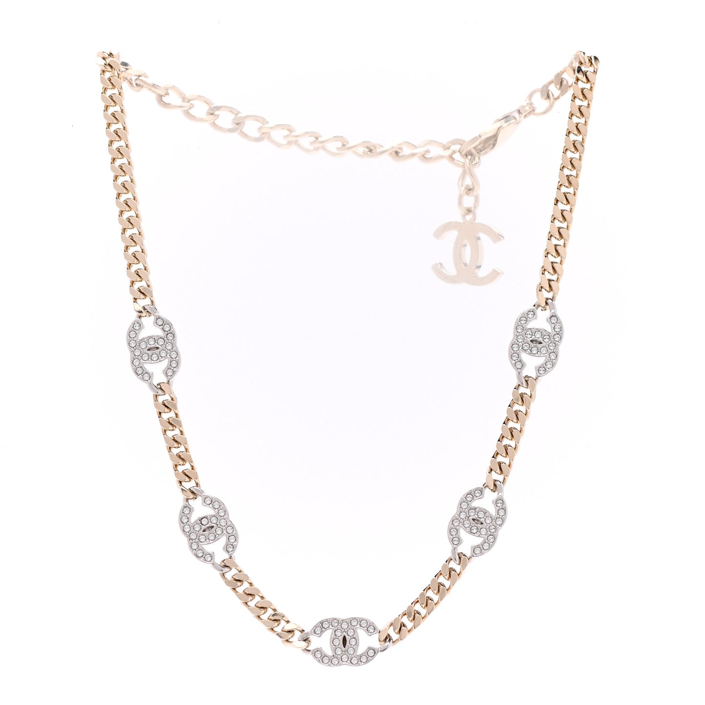 Crystal Chain CC Choker Gold Silver