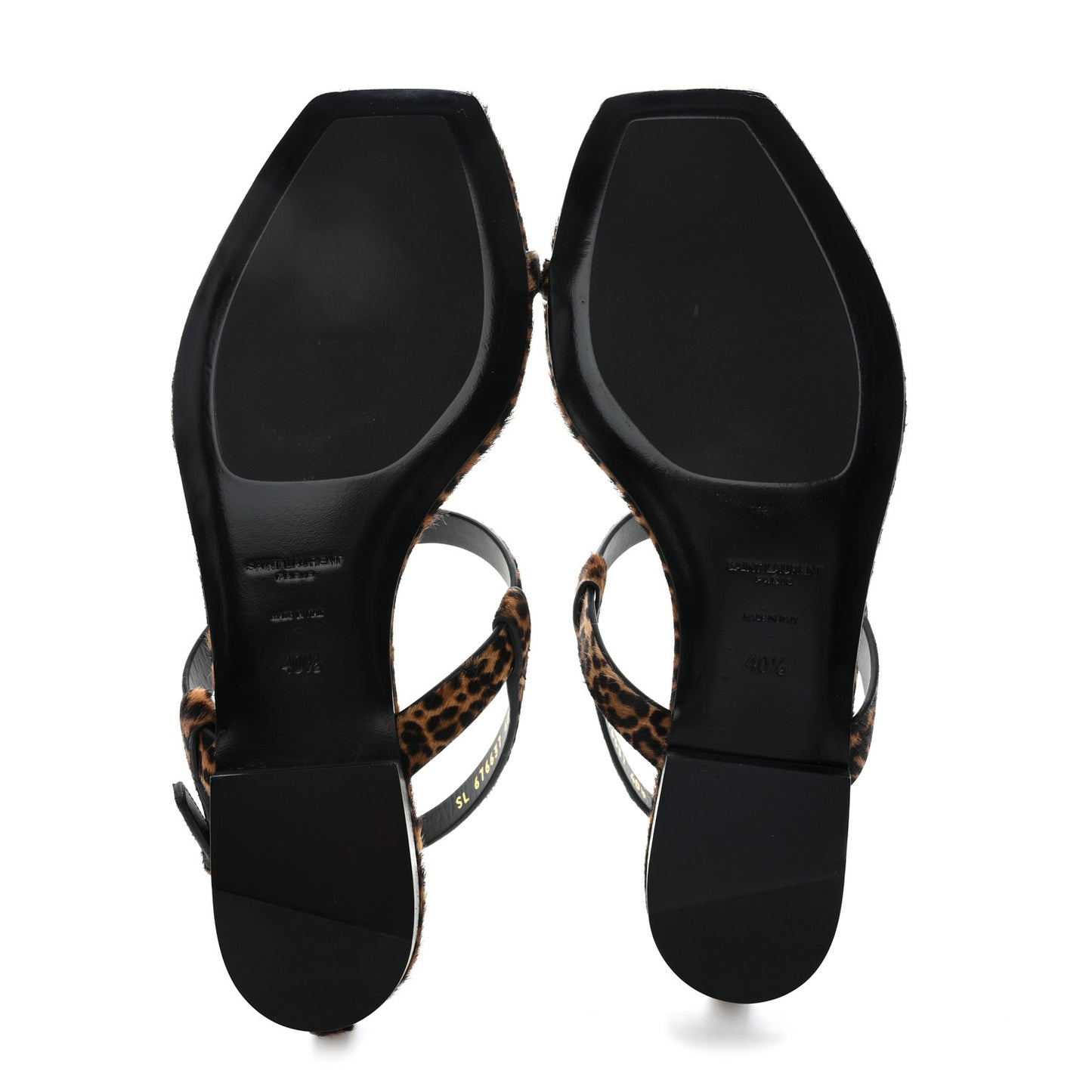 Pony Hair Leopard Cassandra Monogram Sandals 40.5 Naturale