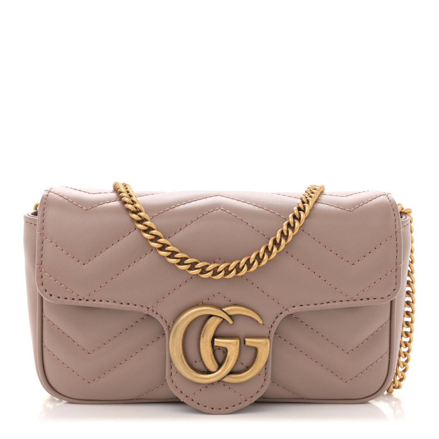 Calfskin Matelasse Super Mini GG Marmont Shoulder Bag Porcelain Rose