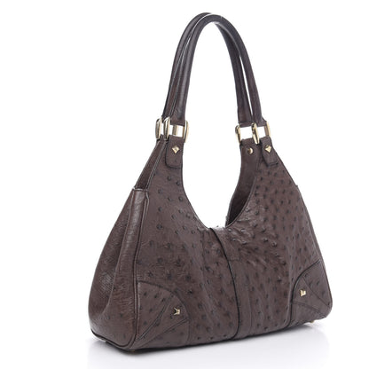 Gucci Ostrich Large Bardot Shoulder Bag Brown 3 of 12