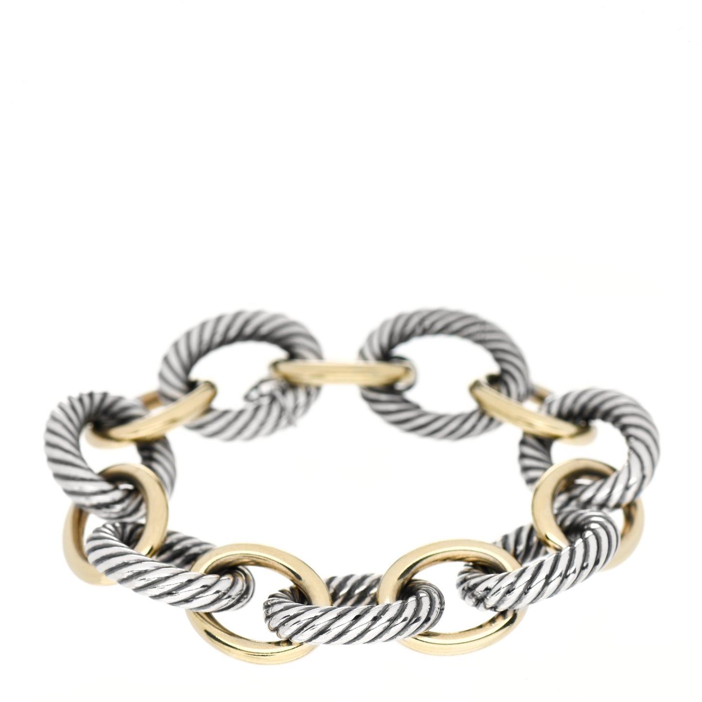 Sterling Silver 18K Yellow Gold 17mm Extra Large Oval Link Bracelet