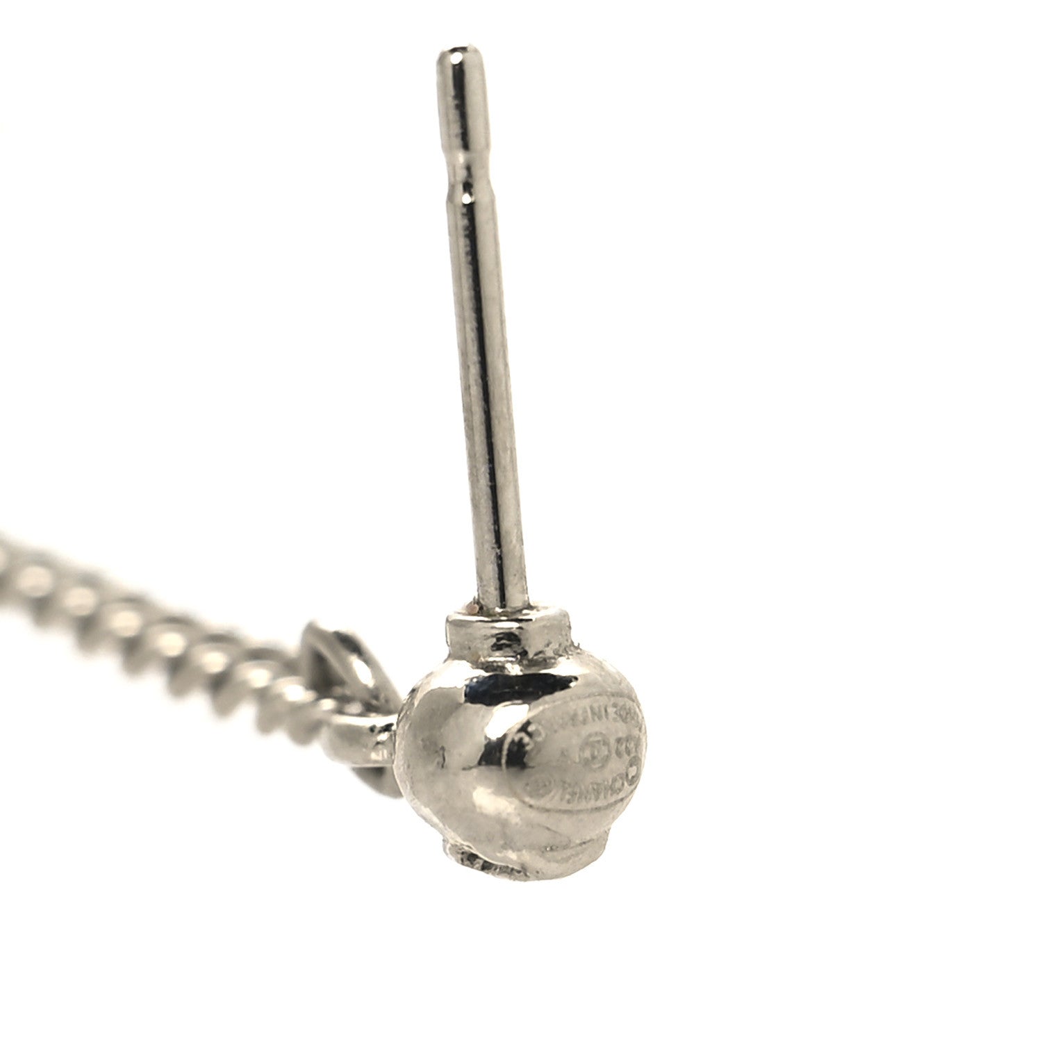 Chanel Baguette Crystal CC Drop Earrings Silver 4 of 5