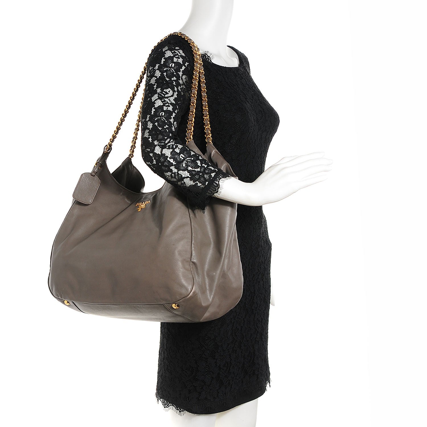 Prada Soft Calf Chain Tote Bambu 2 of 10