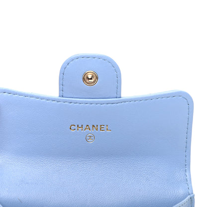 Chanel Lambskin Quilted Flap Card Holder Wallet Light Blue 5 of 8