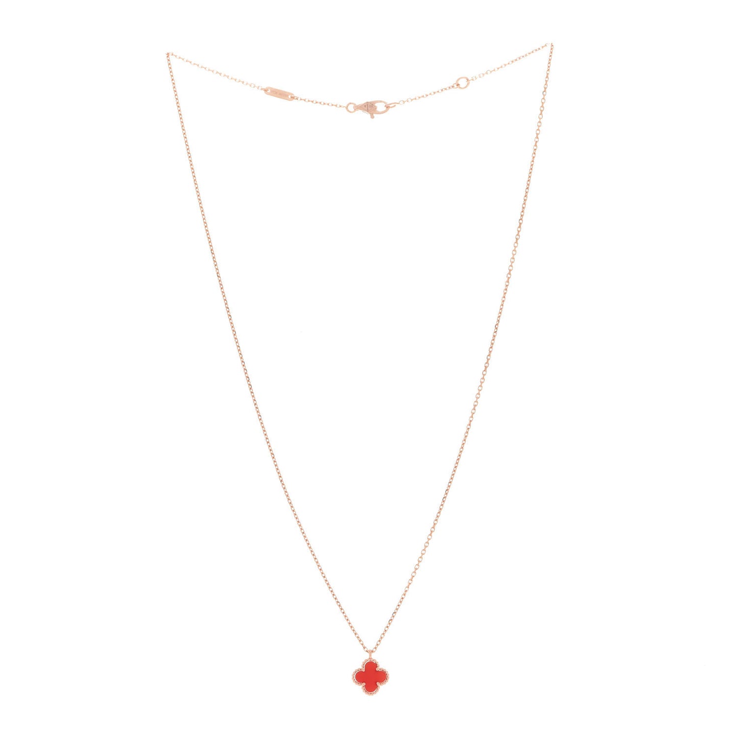 18K Rose Gold Carnelian Sweet Alhambra Pendant Necklace