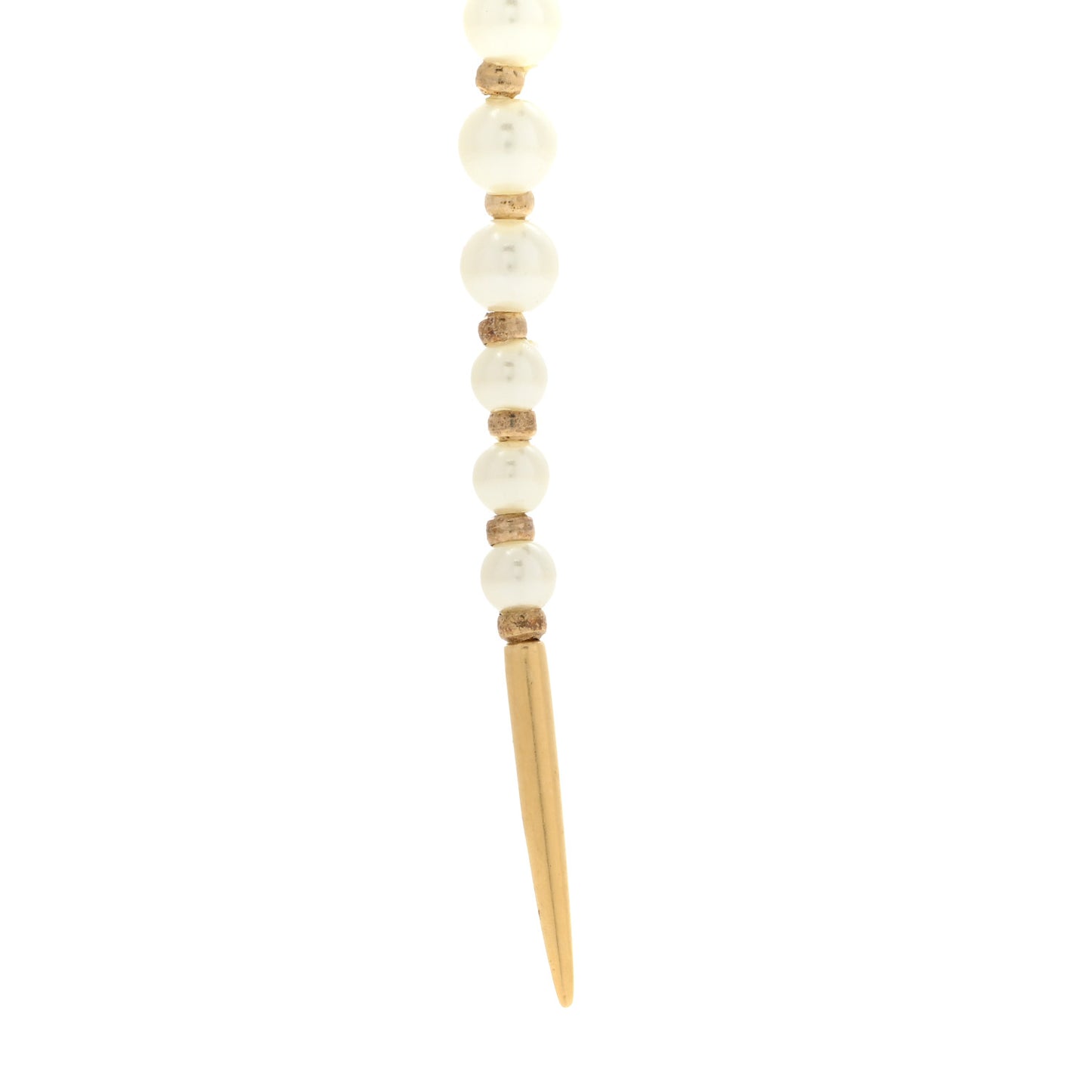 Pearl Metal Long Lariat Necklace Gold