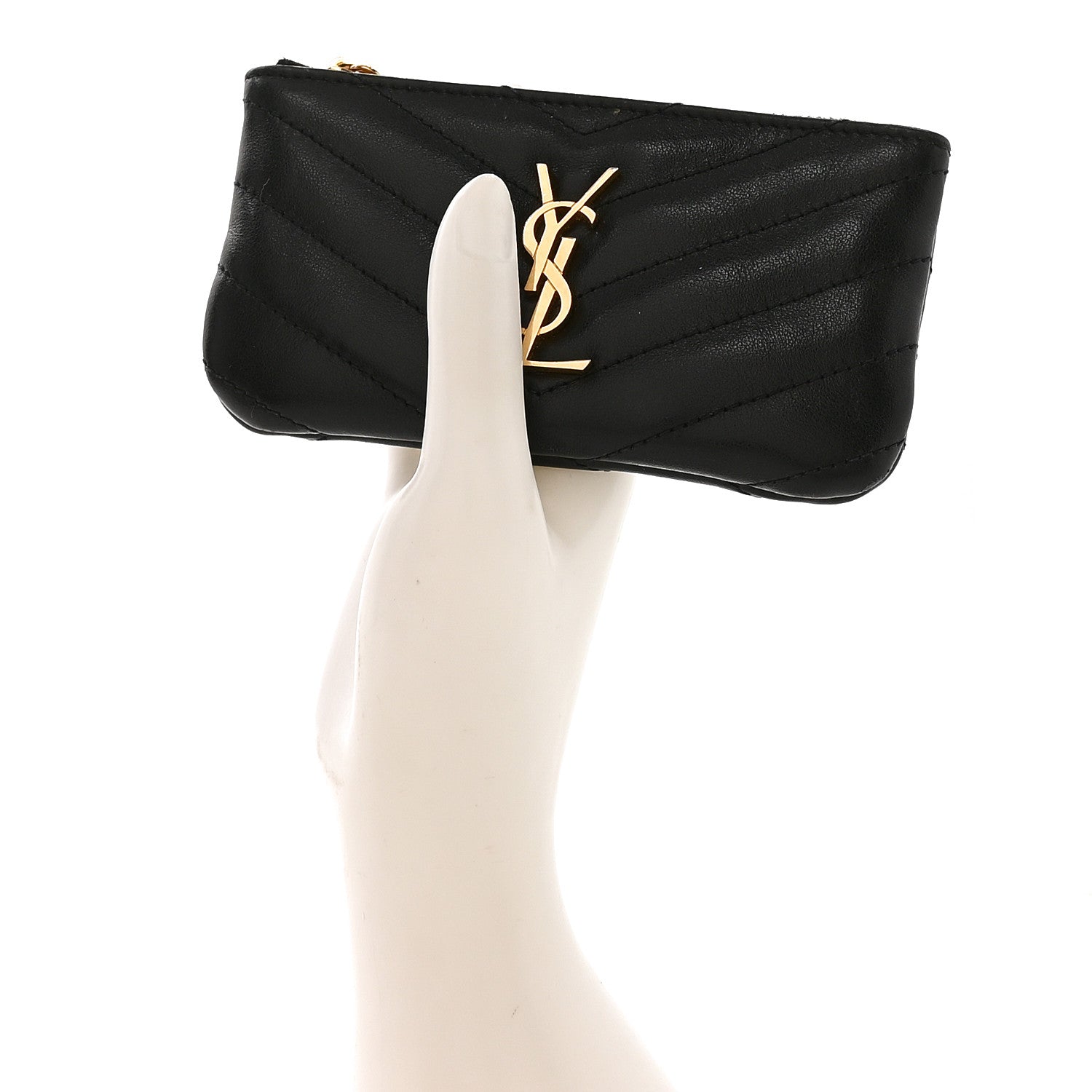 Saint Laurent Calfskin Matelasse Monogram Key Pouch Black 1940818