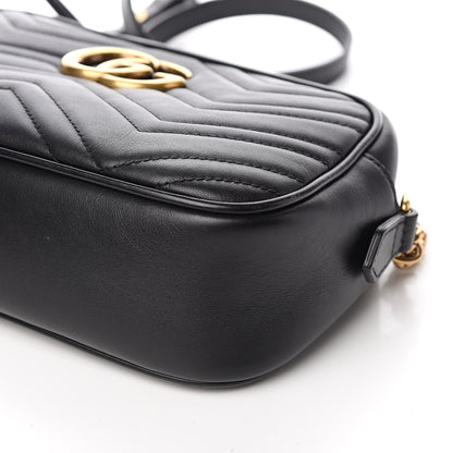 Gucci Calfskin Matelasse Small GG Marmont Chain Shoulder Bag Black 9 of 10