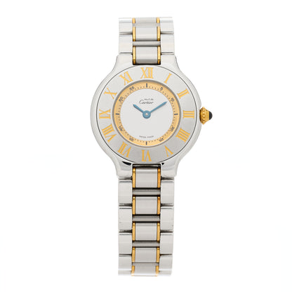 Cartier Stainless Steel 18K Yellow Gold 28mm Must De 21 Quartz Watch 1 of 4