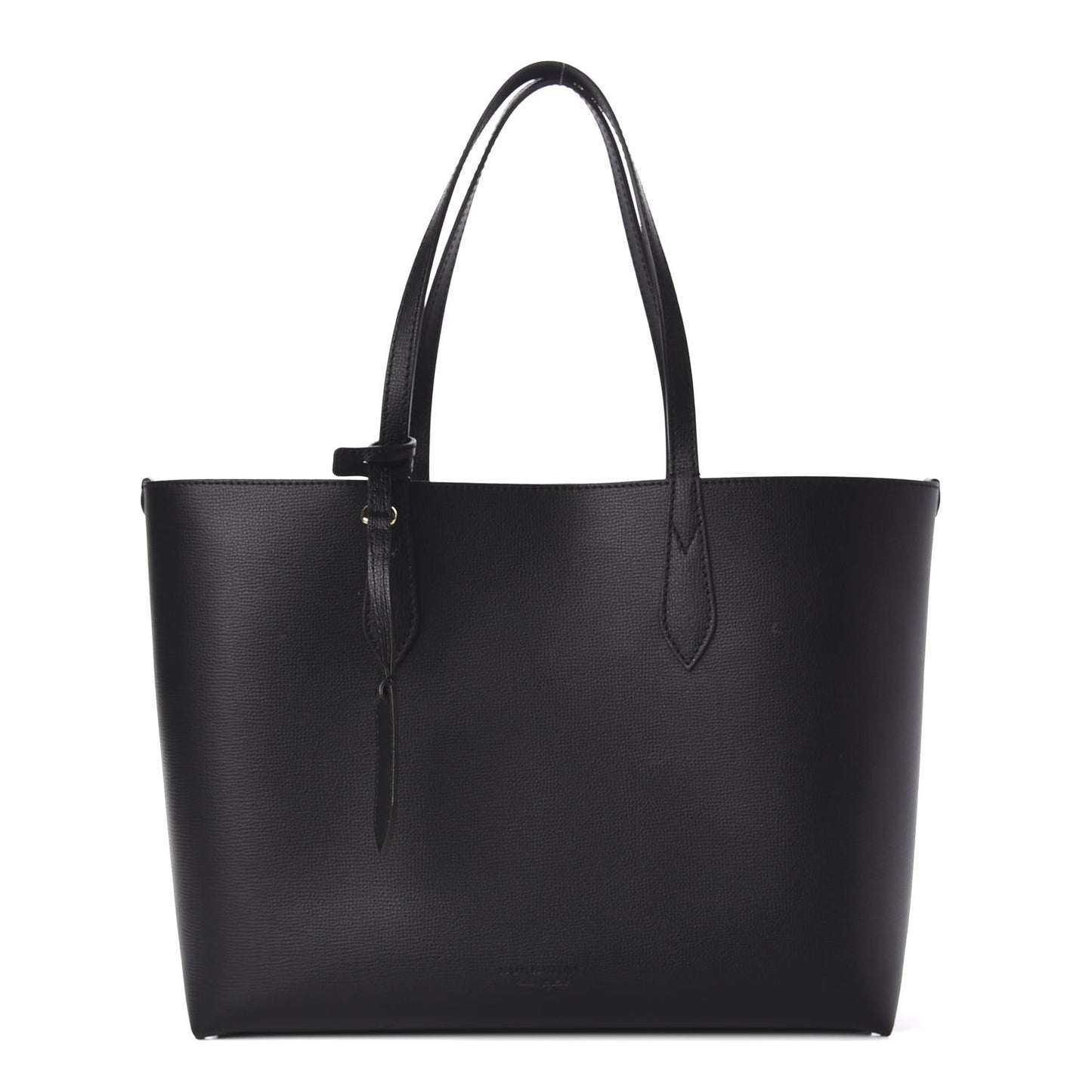Grainy Calfskin Haymarket Check Medium Reversible Tote Black