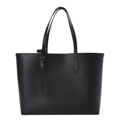 Burberry Grainy Calfskin Haymarket Check Medium Reversible Tote Black 1 of 16