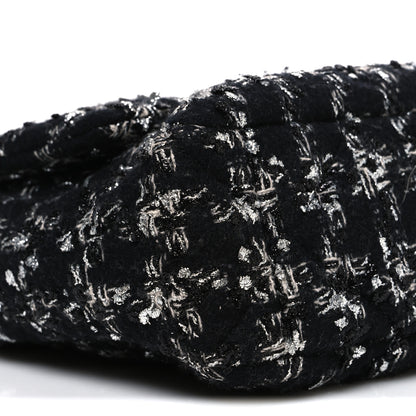Chanel Tweed Quilted Large Chanel 19 Flap Black Silver Ecru 9 of 10