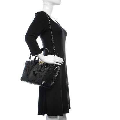 Valentino Garavani Patent Monochrome Small Rockstud Double Handle Tote Black 2 of 8