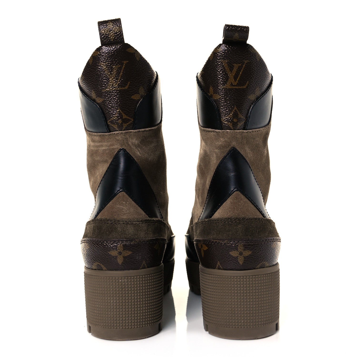 Louis Vuitton Suede Calfskin Monogram Laureate Platform Desert Boots 39.5 Taupe 5 of 7