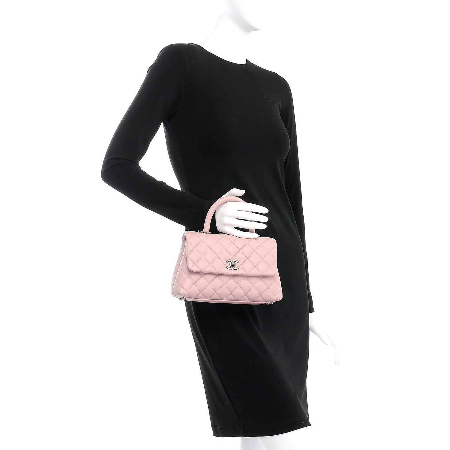 Caviar Quilted Mini Coco Handle Flap Pink