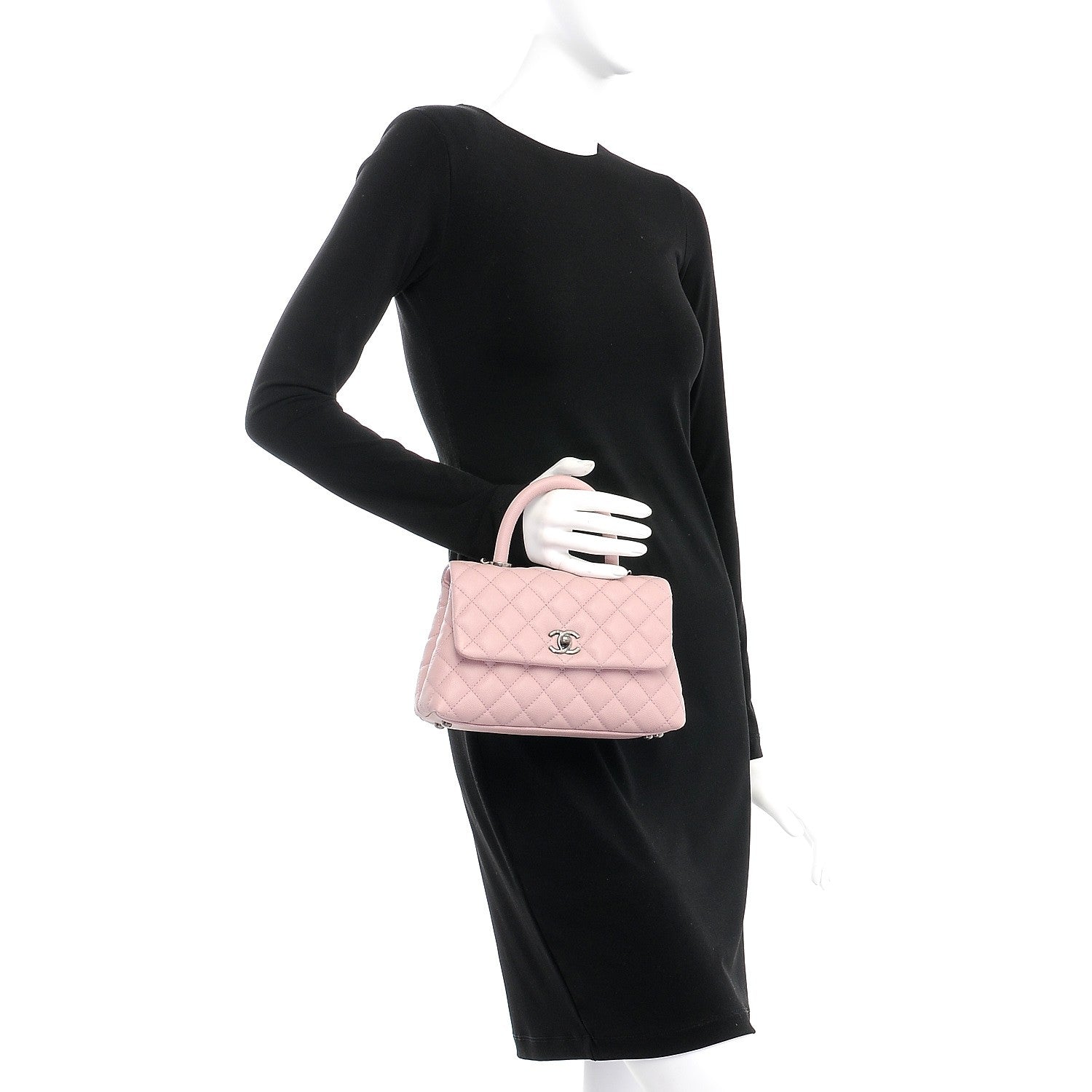 Chanel Caviar Quilted Mini Coco Handle Flap Pink 3 of 9