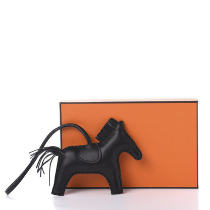 Hermes Milo Lambskin Grigri Rodeo Horse Bag Charm MM So Black 4 of 4