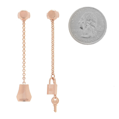 Hermes 18K Rose Gold Kelly Clochette Earrings 2 of 6