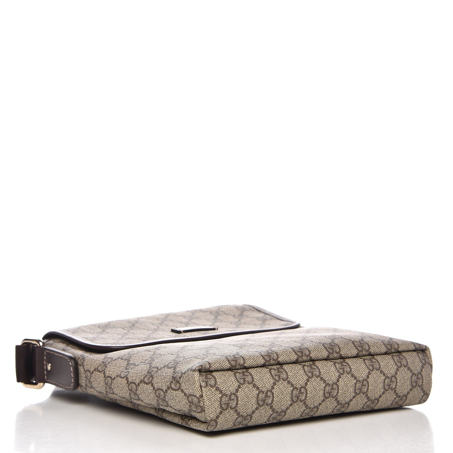 Gucci GG Supreme Monogram Selleria Calfskin Small Flap Messenger Bag Beige Ebony Cocoa Dark Chocolate 4 of 8