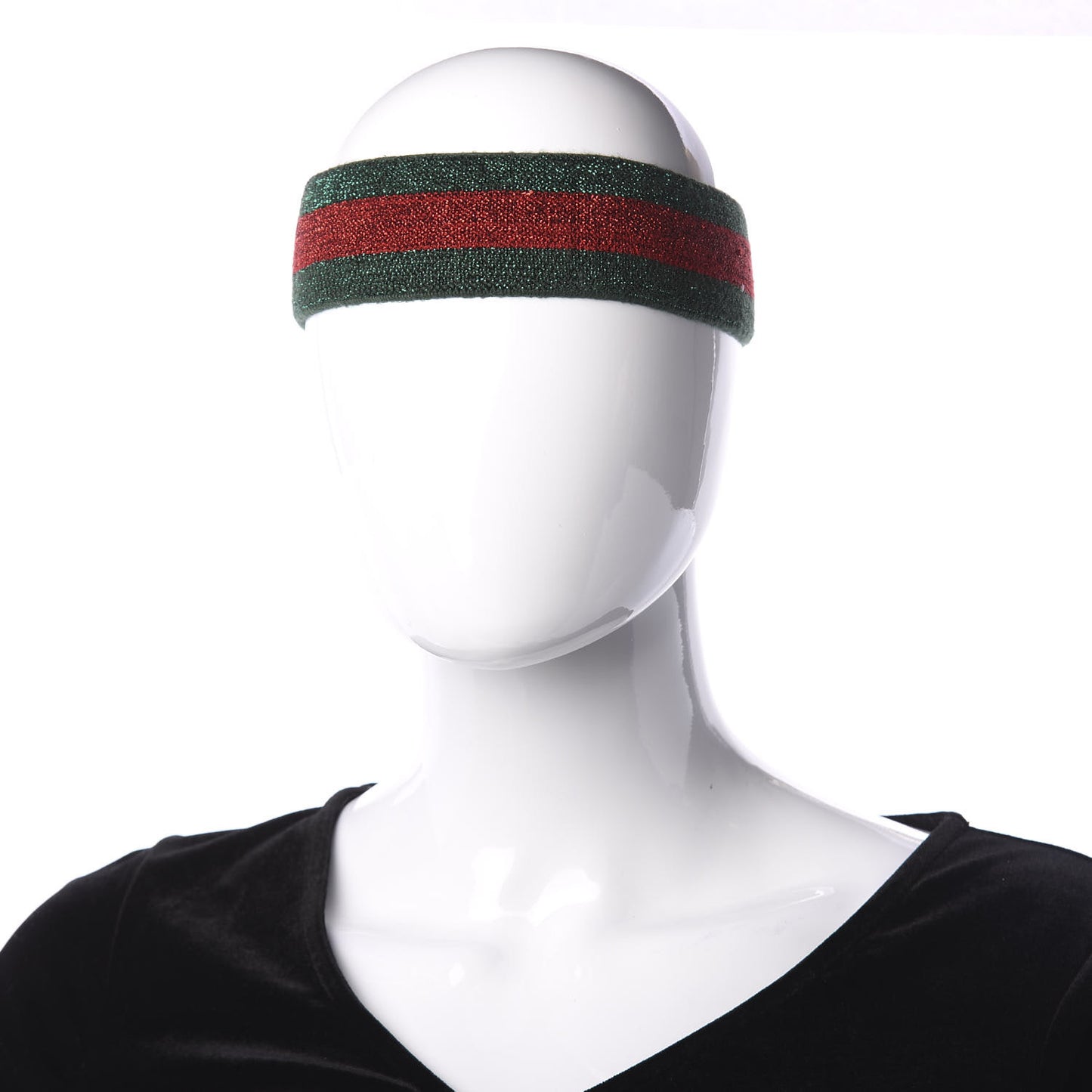 Lame Elastic Web Headband L Green Red