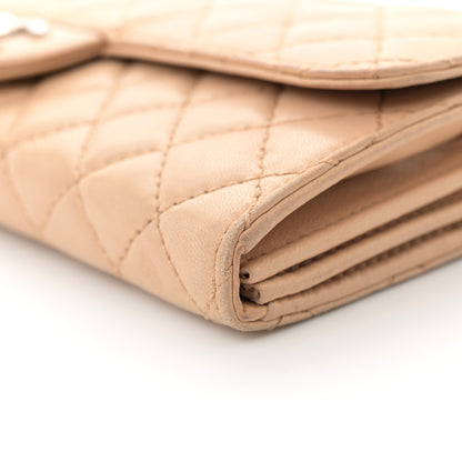 Chanel Lambskin Quilted Clutch with Chain Flap Beige 10 of 17