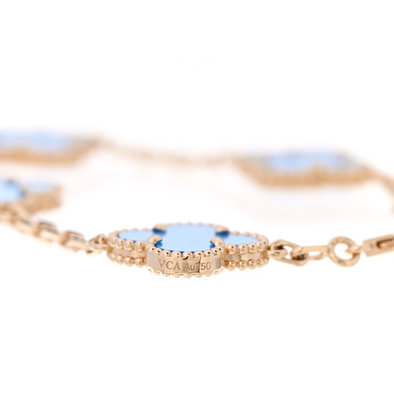 Van Cleef & Arpels 18K Yellow Gold Blue Agate 5 Motifs Vintage Alhambra Bracelet 3 of 6