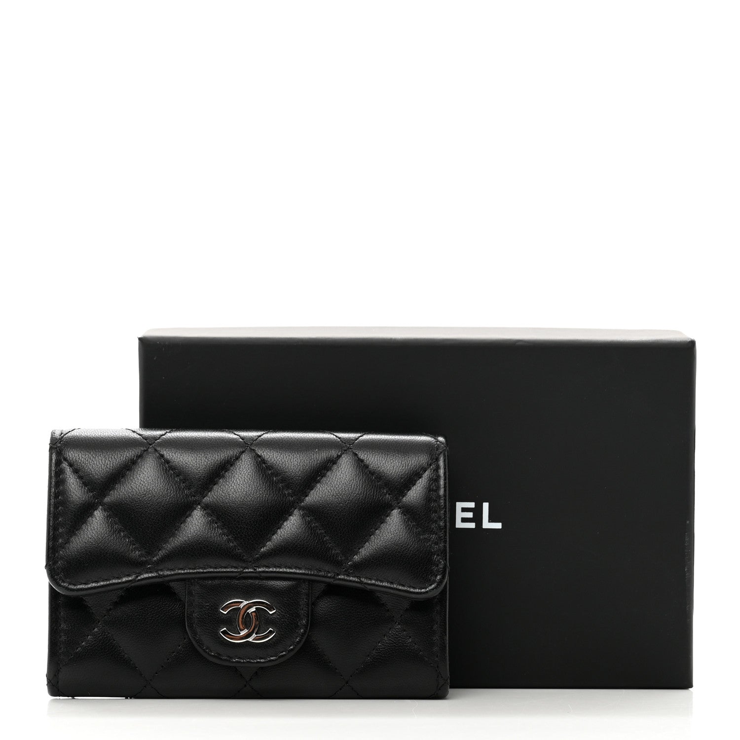 Chanel Lambskin Quilted Flap Card Holder Wallet Black 9 of 9