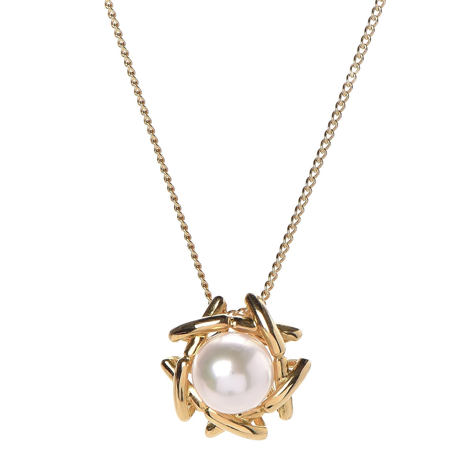 Tiffany 18K Yellow Gold Pearl Pendant Necklace 4 of 7