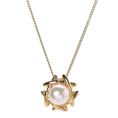 Tiffany 18K Yellow Gold Pearl Pendant Necklace 4 of 7