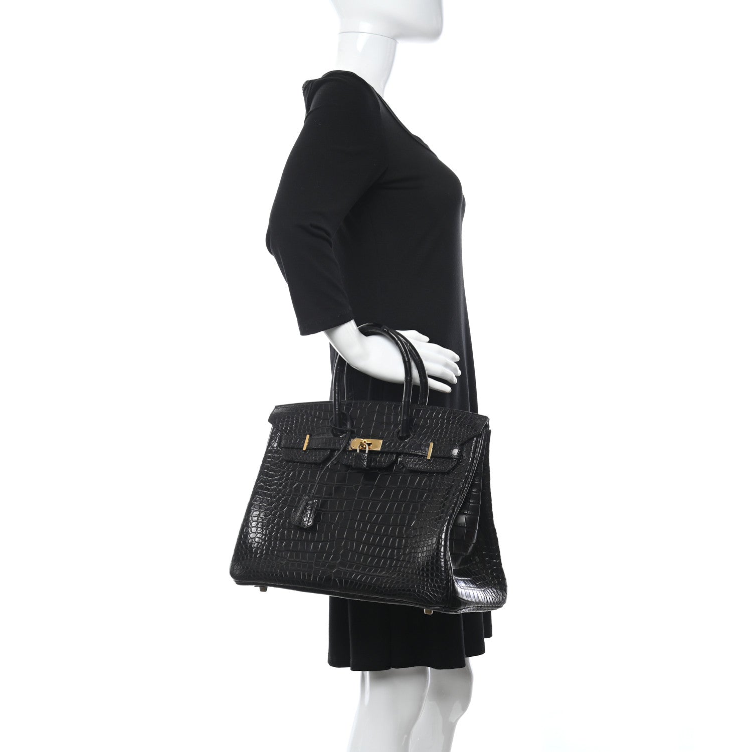 Hermes Matte Porosus Crocodile Birkin 35 Black 2 of 13