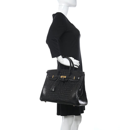 Hermes Matte Porosus Crocodile Birkin 35 Black 2 of 13