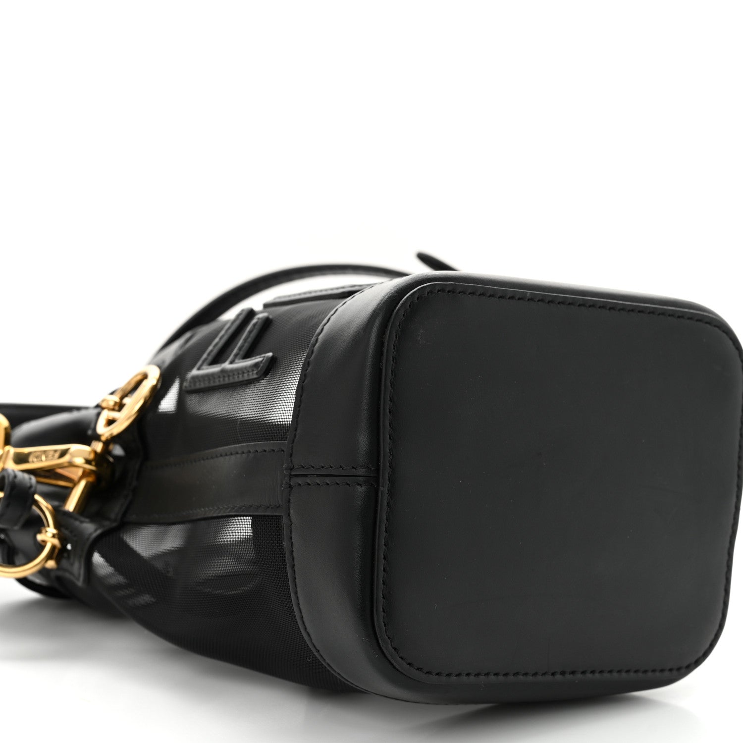 Fendi Mesh Vitello King F is Fendi Logo Embroidered Mini Mon Tresor Bucket Bag Black 8 of 11