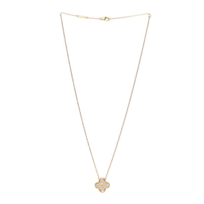 Van Cleef & Arpels 18K Yellow Gold Diamond Vintage Alhambra Pendant Necklace 3 of 4