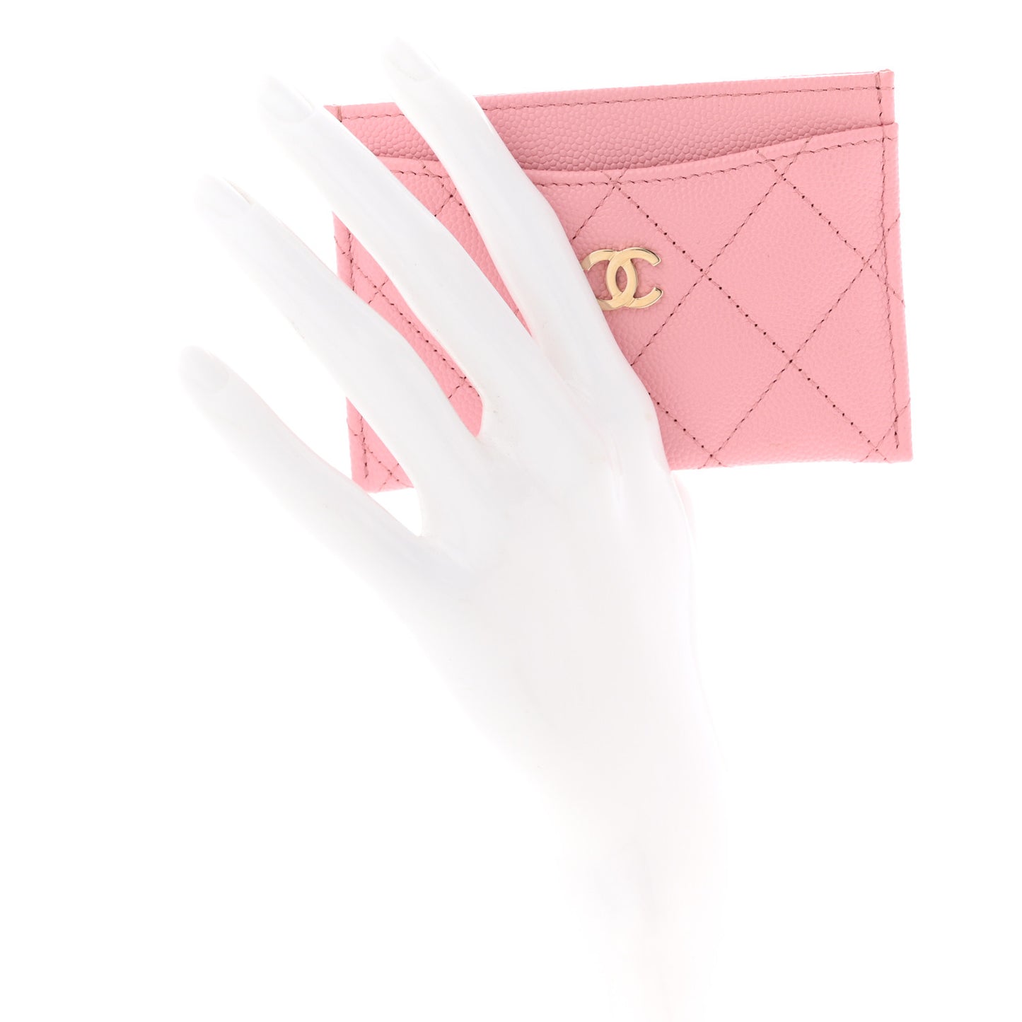 Caviar Quilted Card Holder Pink
